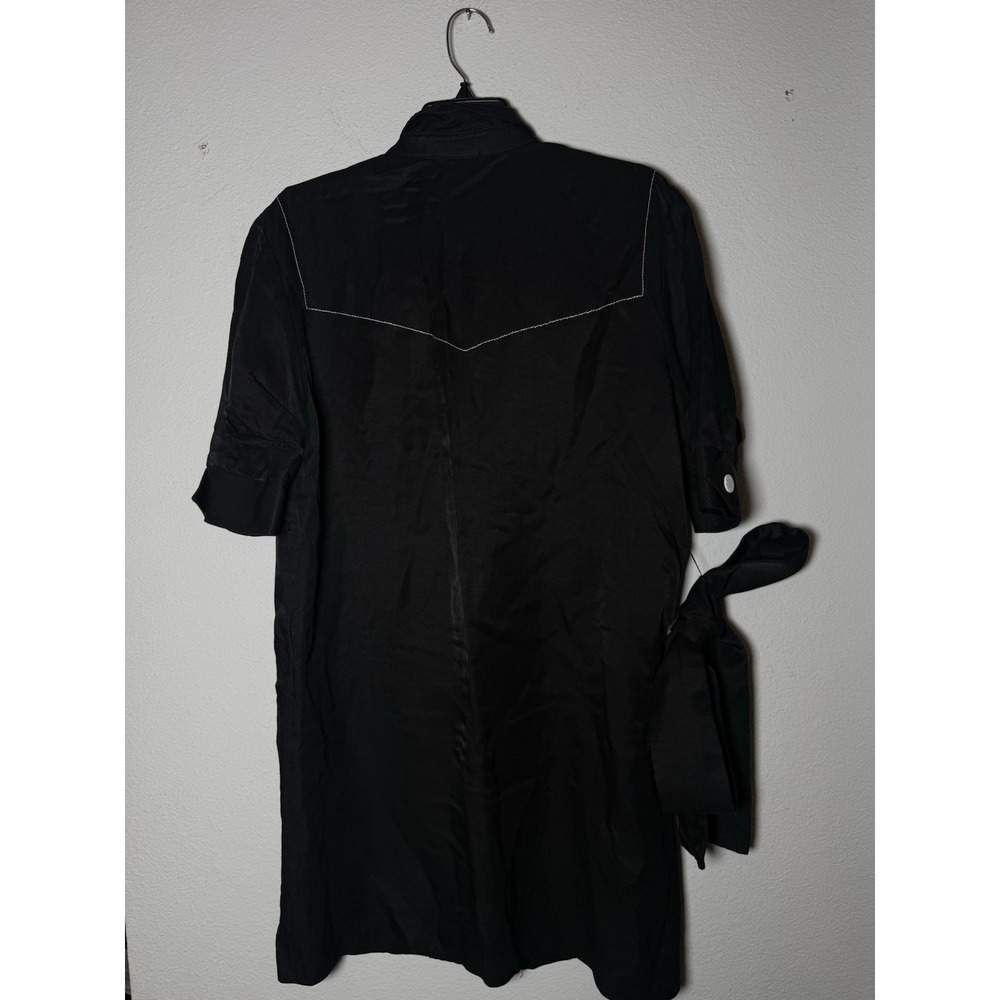 Sandro Paris Kunga Women's‎ Black Snap Front Viscose Linen Dress Size 40/LG - Picture 8 of 13
